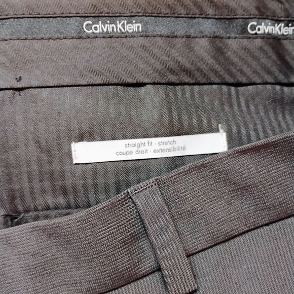 Calvin Klein Mens Dark Grey Dress Pants Slacks 38/34 Straight Fit Stretch - Picture 1 of 4